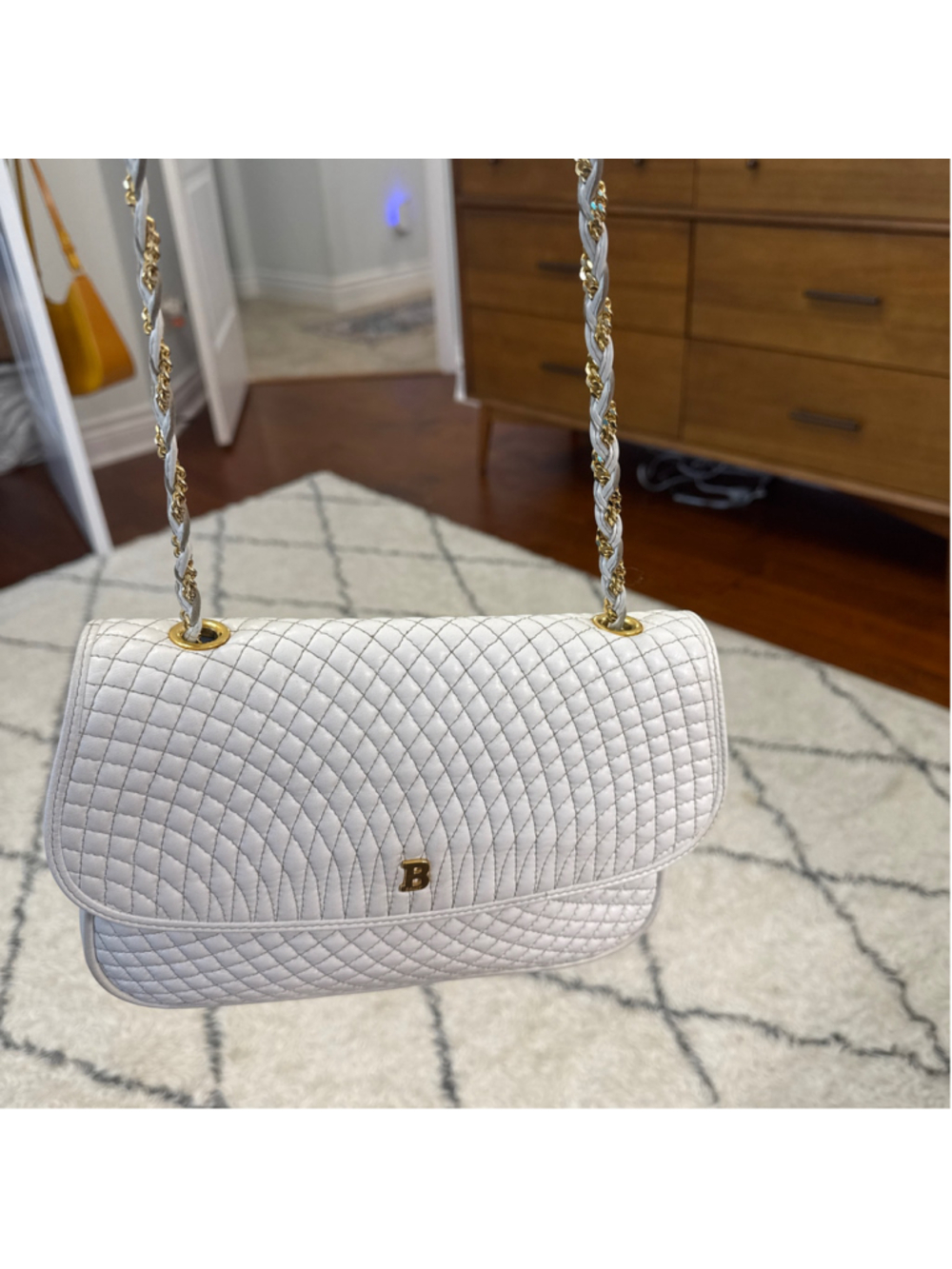 Bally Quilted Shoulder Bag White and Gold - Picture 9 of 9